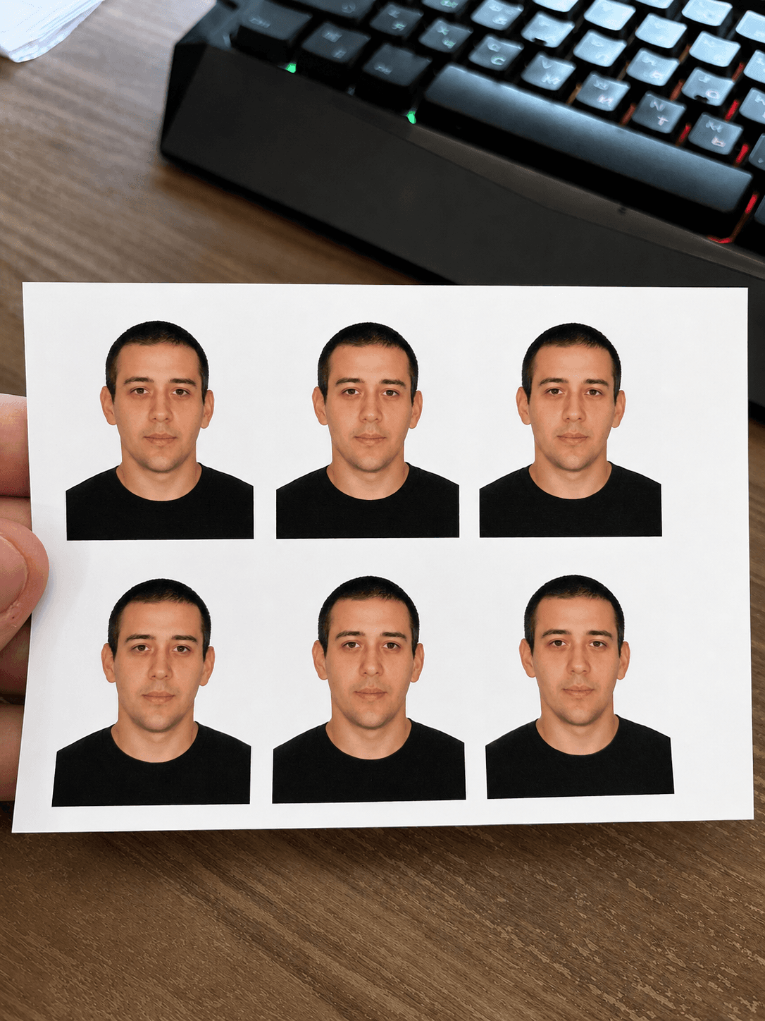 Лист с фотографиями на документы